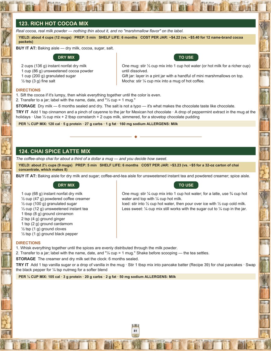 Recipe 123, Rich Hot Cocoa Mix, from the full-color edition